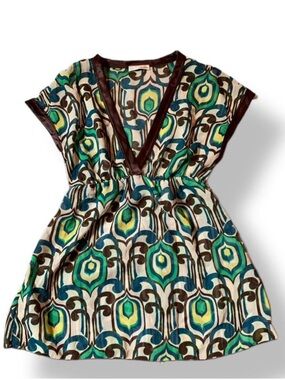 3 For $25 Y2K Urban Behavior Peacock Pattern Plunge Babydoll Blouse Top